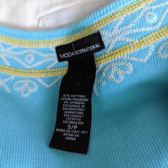 Rare Vintage! Victoria's Secret Tie-Dye Embroidered Turquoise Yellow Dress sz S - Picture 4 of 5